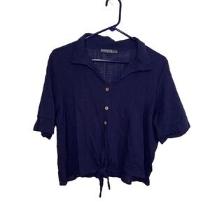 Women’s Crop Top Potter's Pot Size XL Navy Blue 100% Cotton